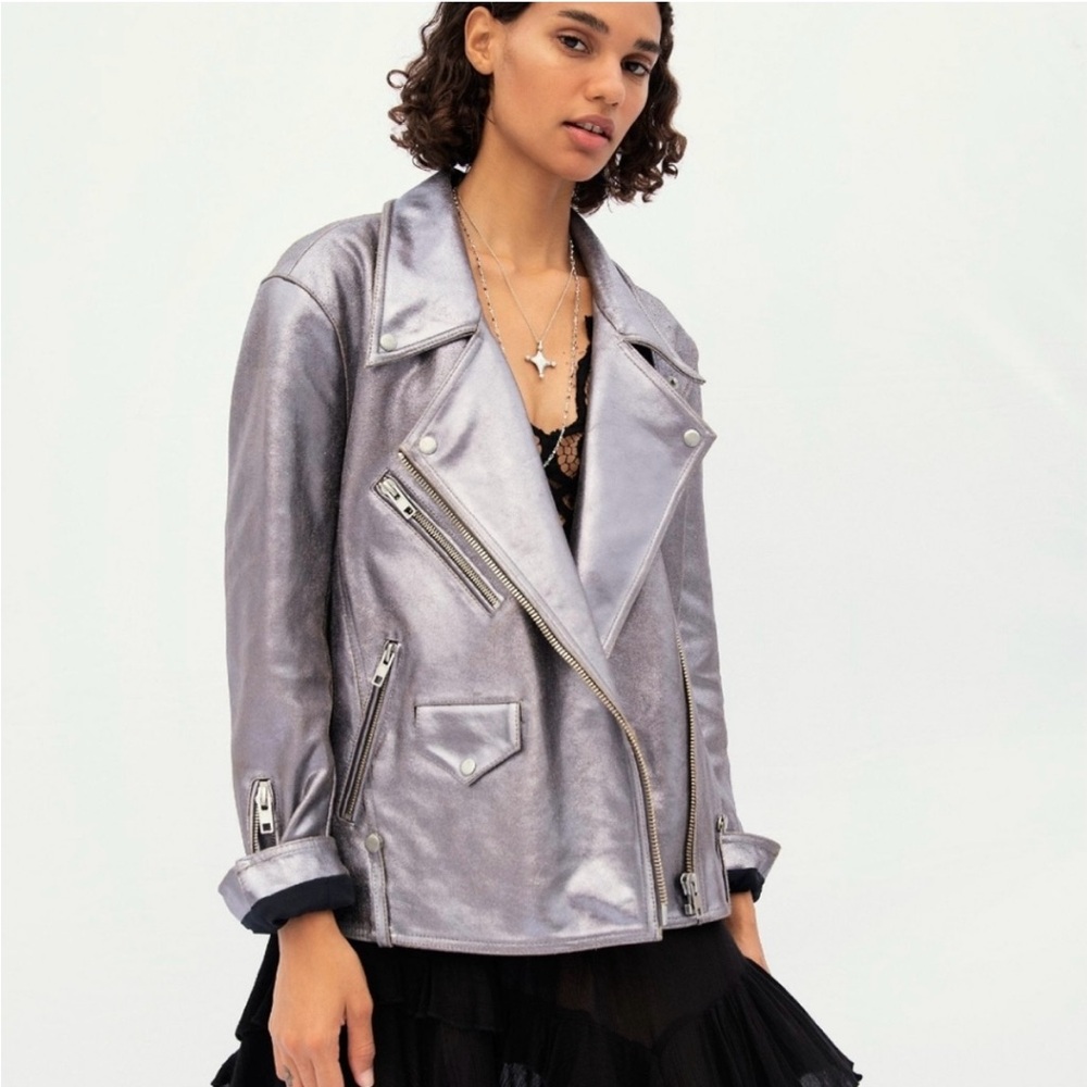 NWOT Free People genuine leather moto jacket!